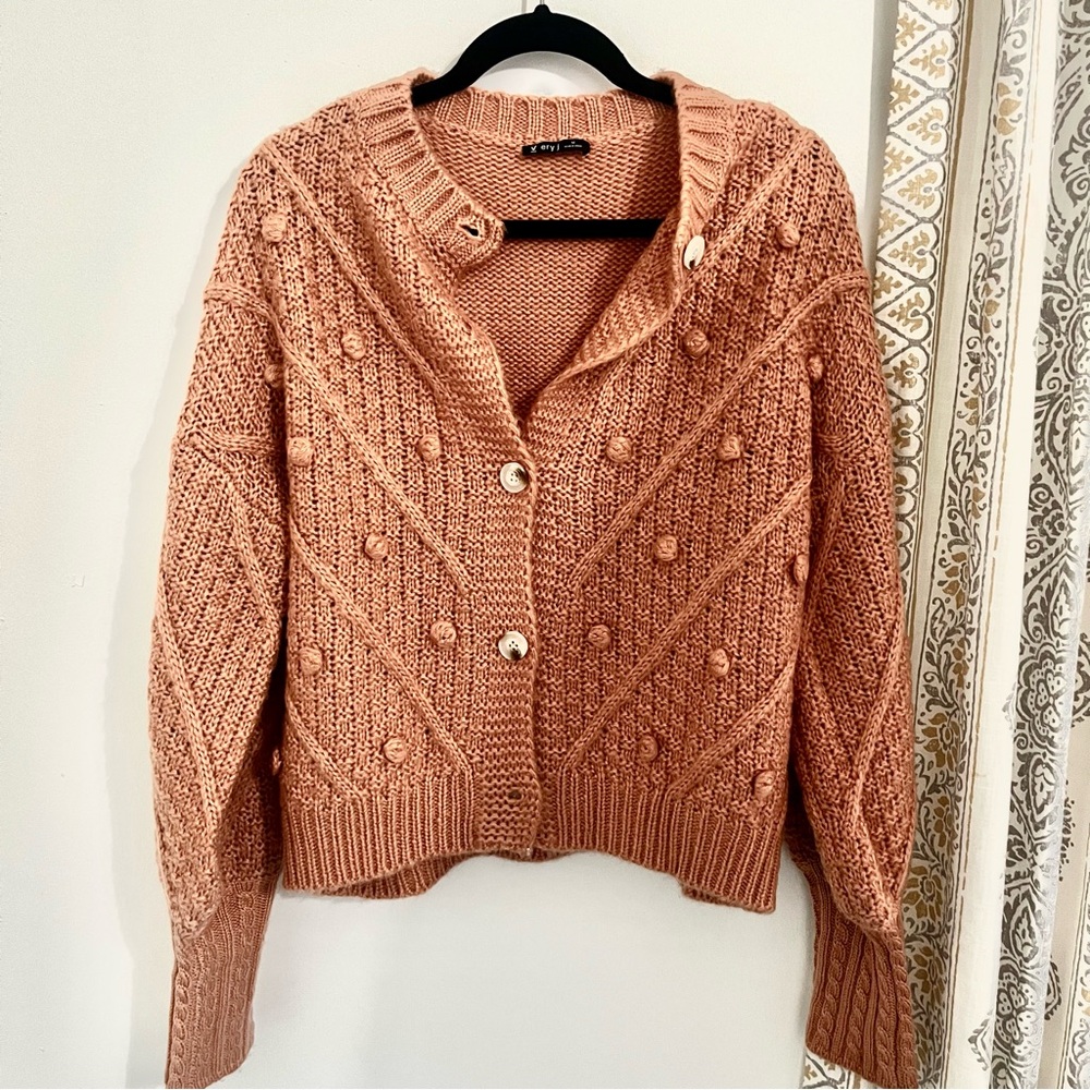 Boutique - Oversized Knit Cardigan - Blush Pink